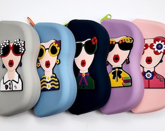 Silicone Sunglasses Case | Portable Waterproof Eyeglass Holder | Travel Soft Zipper Pouch | Velvet Trunk