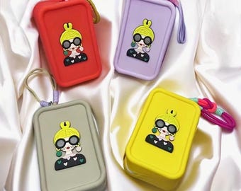 Cute Cartoon Girl Silicon Pouch