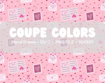 Modèle sans couture de lettres d'amour Saint-Valentin | Illustration de courrier coeur rose, motif répétitif romantique, téléchargement numérique