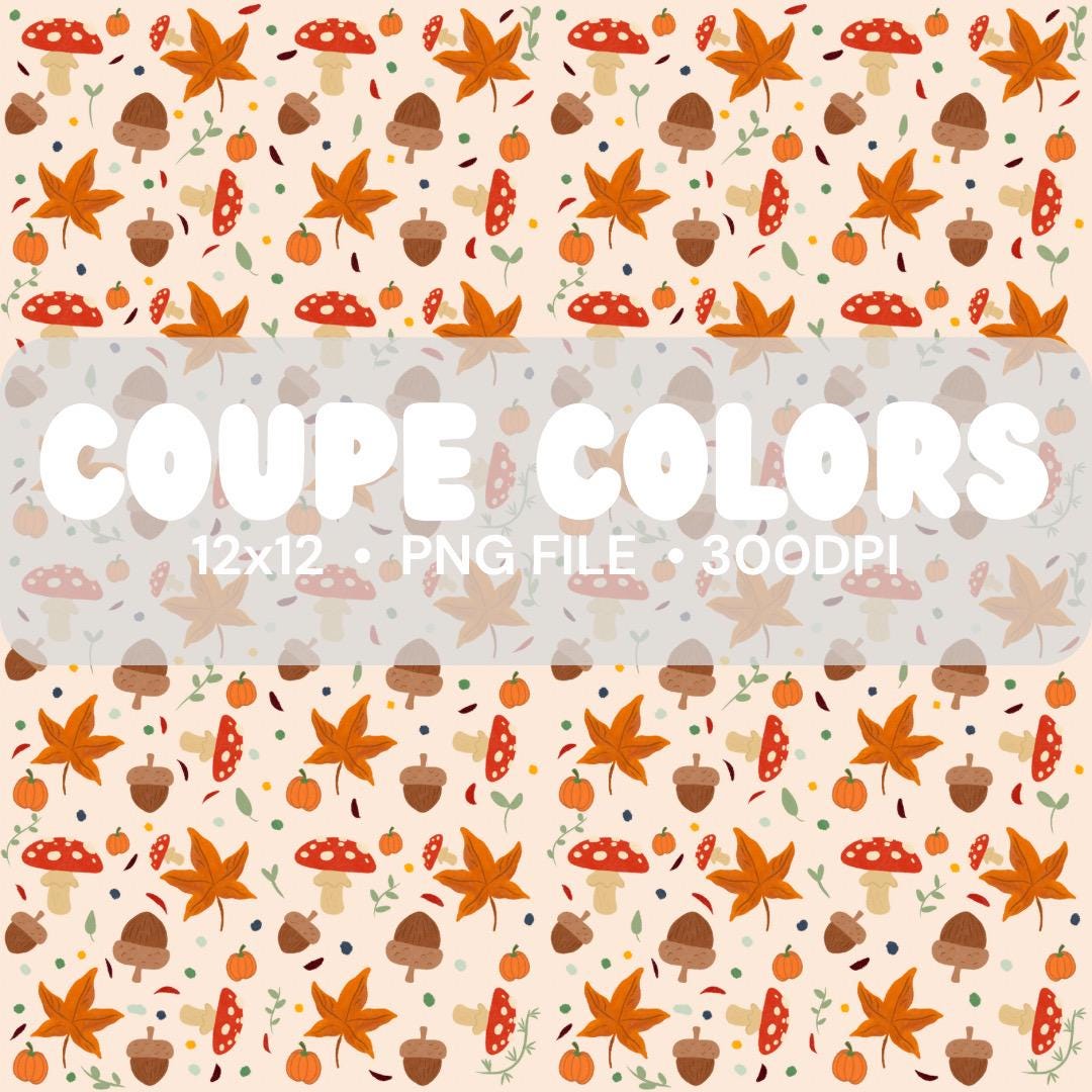 Autumn Leaves Seamless Pattern: Cottagecore Fall Design (12x12 PNG ...