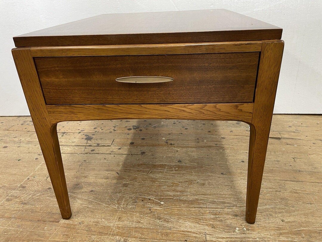 1968 MCM Lane Rhythm Collection Walnut Single End Table W Drawer Brass ...