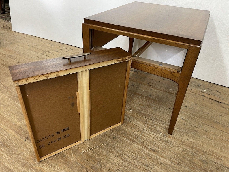 1968 MCM Lane Rhythm Collection Walnut Single End Table W Drawer Brass ...