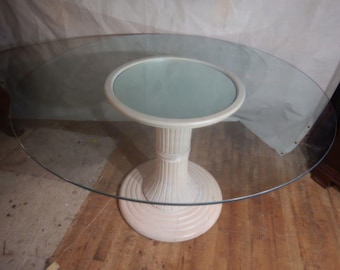 ItaItalian Glass Top Table Beech wood  Dining shabby white wash Beachy Boho Message for Shipping Quote