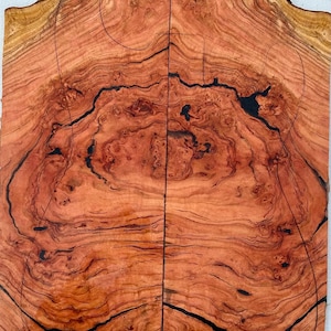 Book Matched Cherry Burl Hybrid Black  Epoxy Guitar Drop Top 24&quot;x7&quot;x1/4&quot; Rare Highly Figured Loaded With Eyes