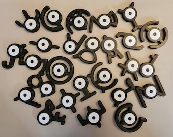 Pokemon Unown Alphabet Magnet Set of 28 (Z-A, ! ?) Non-shiny, shiny, glow in the dark