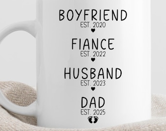Boyfriend Fiance Husband Dad Mug | Fathers Day Gift for New Dad | Dad Est Mug | Gift From Wife Kids | First Fathers Day Coffee Mug Gift Fun