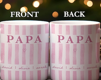 Personalized Papa Dad Mug with Kids Names | Custom Father Coffee Mug | Fathers Day Gift from Children Cute Birthday Present Dad Grandpa Fun