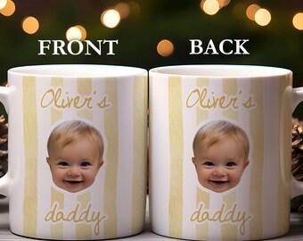 Personalized Daddy Mama Mug Custom Baby Photo | Fathers Mothers Day Gift From Baby | New Dad Mom Gift Child Name Coffee Cup, Baby Shower Mug
