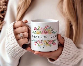 Taza de cerámica con diseño floral, ideal para mamá, ideal para el Día de la Madre, de 355 ml.