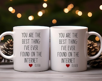 Taza de café con nombre personalizado, taza de café con nombre personalizado, regalo para parejas en línea, lindo regalo para parejas, taza de amor, taza del día de San Valentín, taza romántica