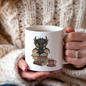 Dragon Book Mug, Fantasy Coffee Mug, Book Lover Gift, Stay Weird Mug, Read Books Mug, Bibliophile Gift, Bookworm Gift İdea, Cute Dragon Mug image 7