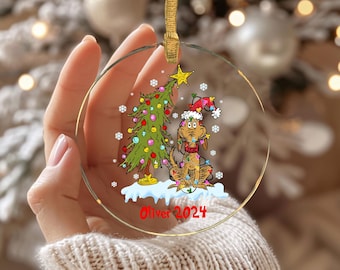 Max The Grinch Dog Ornament, Clear Acrylic Ornament, Custom Grinch Ornament, Christmas Keepsake, Dog Lovers Ornament, Custom Name Ornament