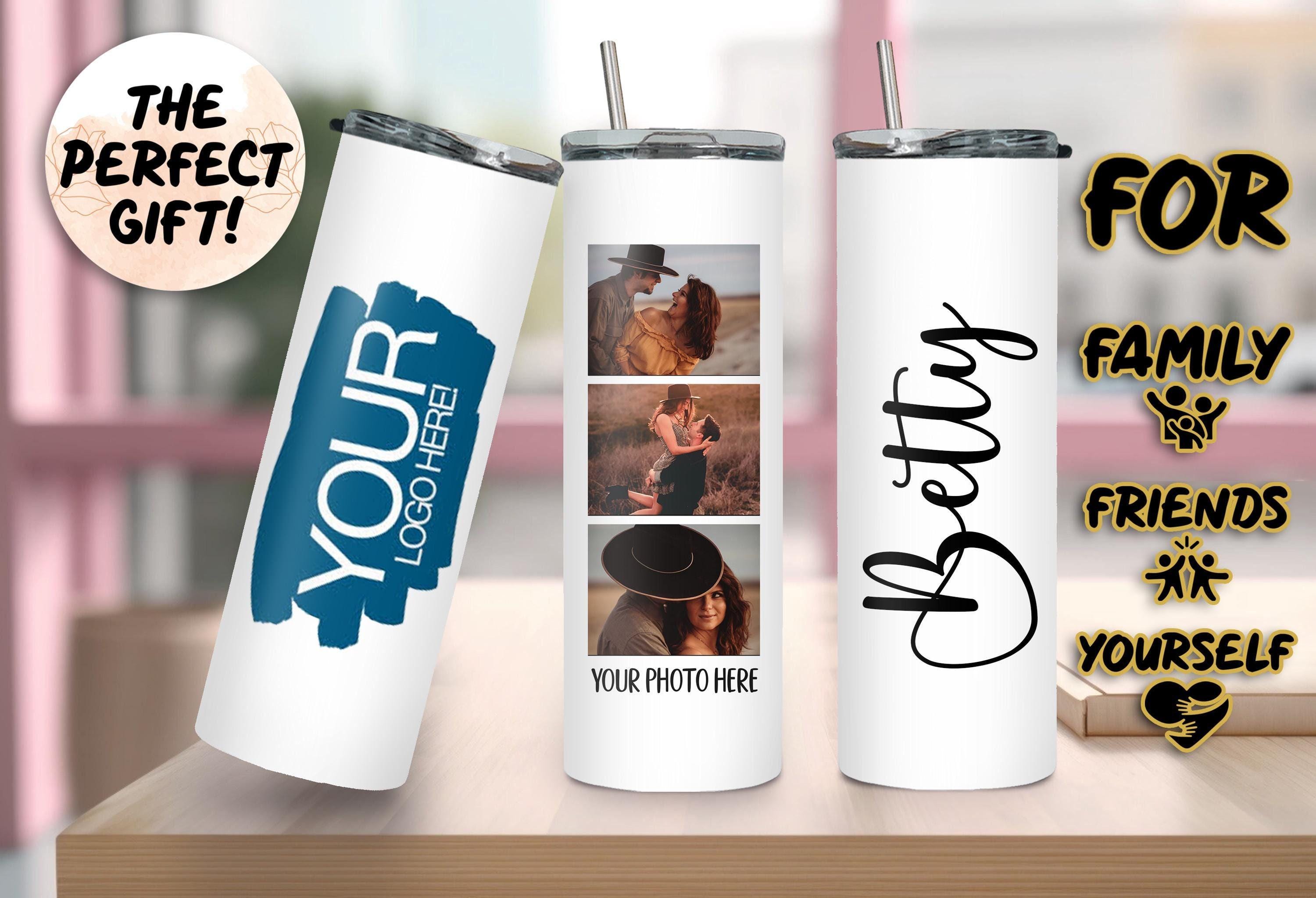 Custom Photo Tumbler, Personalized Tumbler, Stainless Steel Tumbler with Straw & Lid, Custom Name Tumbler, Christmas Gift, Slim Tumbler