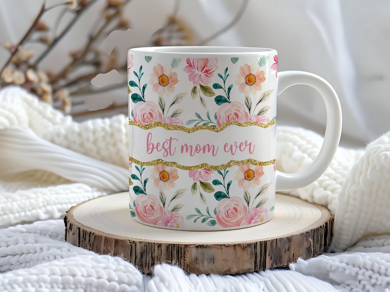 Custom Name Coffee Mug, Personalized Floral Mug, Flower Design Mug, Custom Flower Mug, Aesthetic Floral Mug, Name Mug With Flowers, Trendy image 6