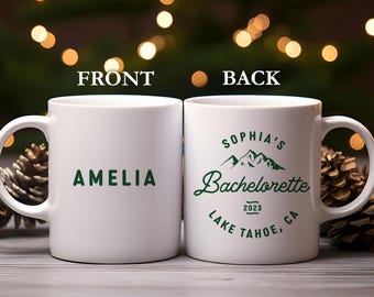 Custom Name Bachelorette Party Mug, Gift For Bride's Friends, Mountain Wedding Mug, Bachelorette Party Mug for Bridesmaids, Ceramic Gift Mug