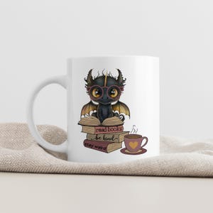 Dragon Book Mug, Fantasy Coffee Mug, Book Lover Gift, Stay Weird Mug, Read Books Mug, Bibliophile Gift, Bookworm Gift İdea, Cute Dragon Mug image 5