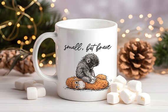 Punch Monkey Mug, Small But Brave Mug, Trending Baby Monkey Mug, Mug, 11 oz Coffee Mug, Viral Baby Monkey Design, Cute Internet Trend  Cup