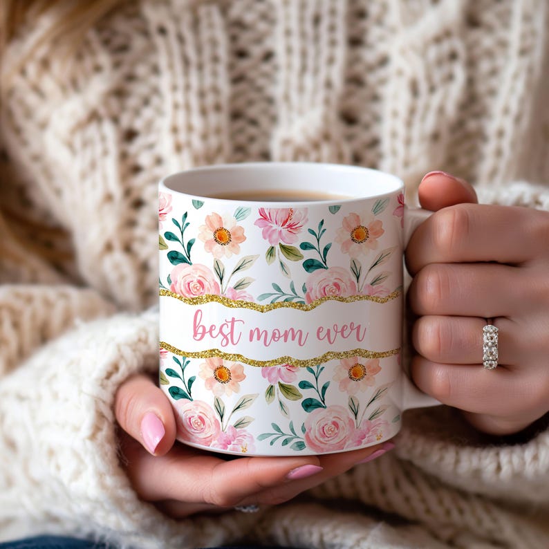Custom Name Coffee Mug, Personalized Floral Mug, Flower Design Mug, Custom Flower Mug, Aesthetic Floral Mug, Name Mug With Flowers, Trendy image 7