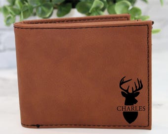 Custom Men Vegan Leather Wallet, Personalized Leatherette Wallet, Vegan Leather Gift, Engraved Wallet, Custom Wallet, Men Wallet Gift