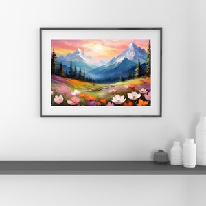 Wildflower Mountain Landscape – Digital Download Wall Art