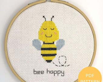 Bee Cross Stitch Pattern - Instant Download PDF