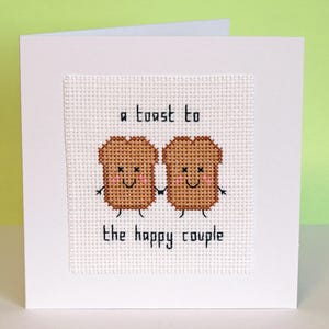 Toast Hochzeitskarte Kreuzstich Muster - Ein Toast auf das glückliche Paar - Instant Download PDF