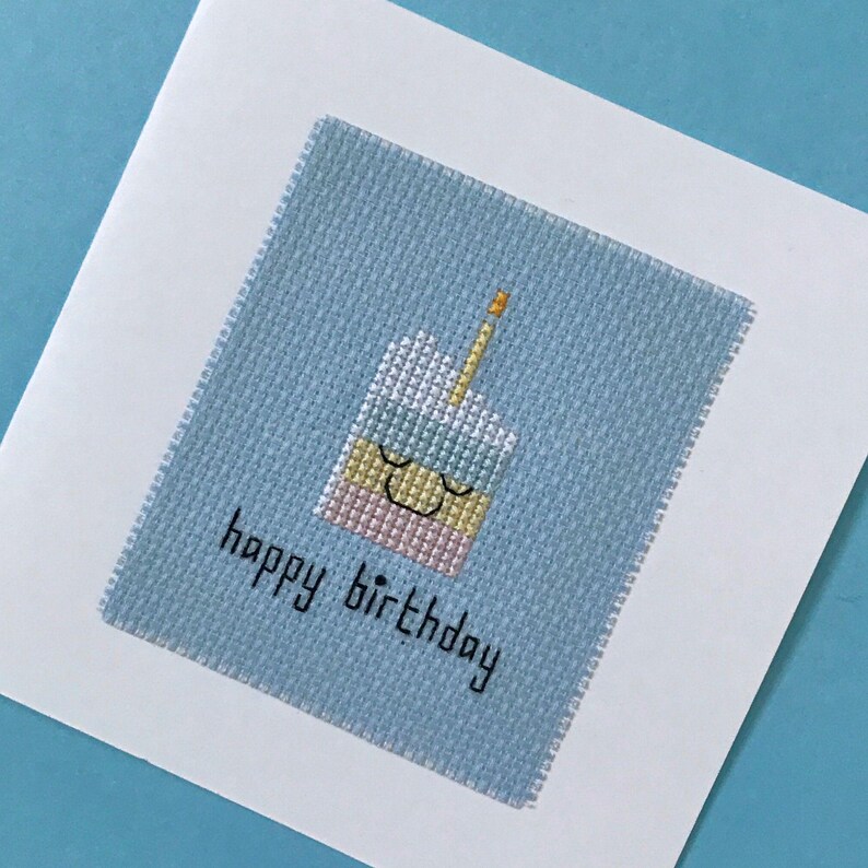 Birthday Cake Card Cross Stitch Pattern - Happy Birthday - Instant ...
