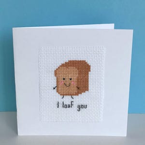 Bread Card Cross Stitch Pattern - I Loaf You - Instant Download PDF