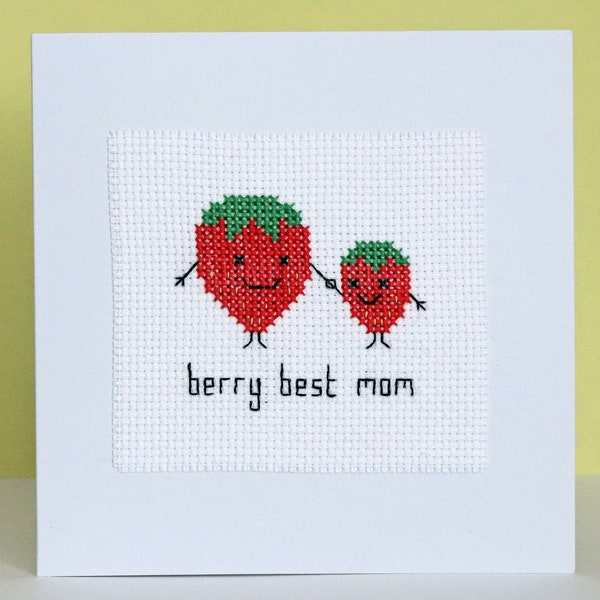 Berry best mom - cross stitch pattern - Instant download PDF