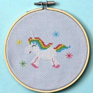 Rainbow Unicorn Cross Stitch Pattern - Instant Download PDF