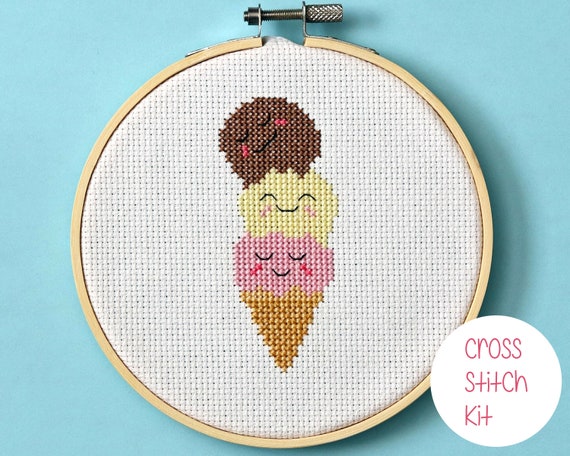 Ice Cream Cross Stitch Kit for Beginners