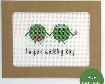 Pea Wedding Card - Cross Stitch Pattern - Instant Download PDF