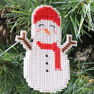 Snowman Christmas Ornament  Cross Stitch Pattern - Instant Download PDF