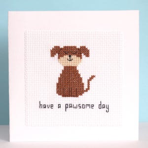 Carte chien au point de croix - Have a Pawsome Day - PDF à téléchargement immédiat