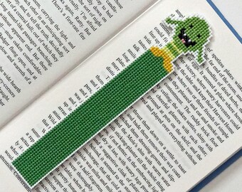 Green monster bookmark - cross stitch pattern -  Instant download PDF