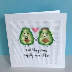 Avocado Hochzeitskarte Kreuzstich Muster - Und sie lebten glücklich Avo Danach - Instant Download PDF