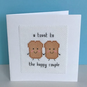 Toast Wedding Card Cross Stitch Pattern - A Toast To The Happy Couple - Instant Download PDF