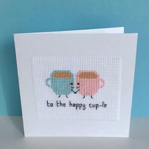 Teetasse Hochzeitskarte Kreuzstich Muster - To The Happy Cup-le - Instant Download PDF