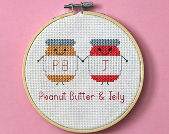 Peanut Butter & Jelly - cross stitch pattern - Instant download PDF