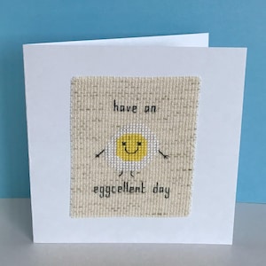 Egg Birthday Card Cross Stitch Pattern- Have An Eggcellent Day - Instant Download PDF