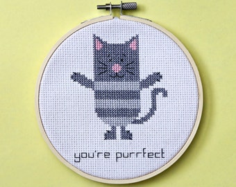 You're purrfect - cat cross stitch pattern - Instant download PDF