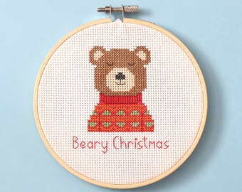 Beary Christmas - cross stitch pattern - Instant download PDF