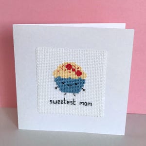 Patrón de punto de cruz para tarjeta "Mami Cupcake" - Mamá más dulce - Descarga instantánea en PDF