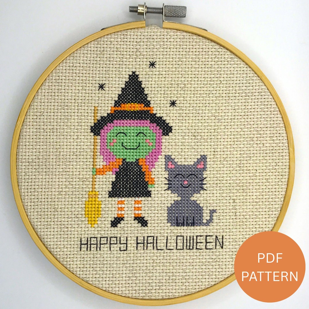 Halloween Witch Cross Stitch Pattern - Instant Download PDF - Etsy