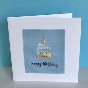 Carte de gâteau d'anniversaire au point de croix - Joyeux anniversaire - PDF à téléchargement immédiat