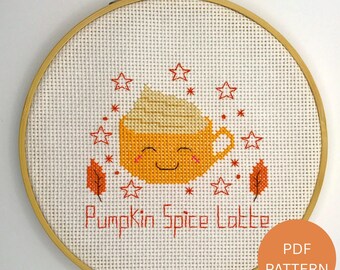 Pumpkin Spice Latte Cross Stitch Pattern - Instant Download PDF