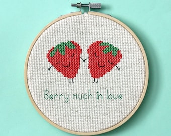 Berry much in love - cross stitch pattern - Instant download PDF