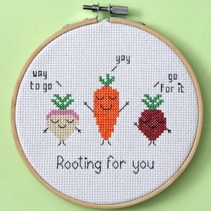 Root Vegetables Cross Stitch Pattern - Rooting For You - Instant Download PDF