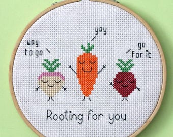 Root Vegetables Cross Stitch Pattern - Rooting For You - Instant Download PDF
