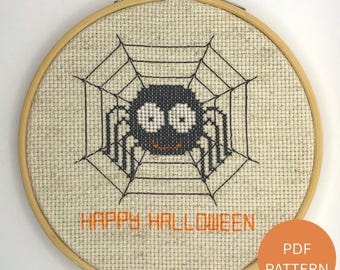 Halloween Spider Cross Stitch Pattern - Instant download PDF